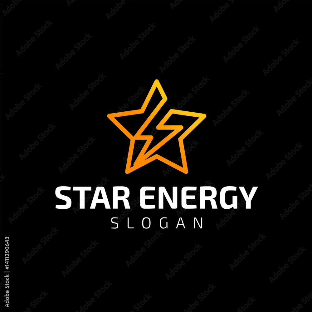 Star Logo with Lightning Symbol Modern Design on Black Background Star Logo with Lightning Symbol Modern Design on Black Background