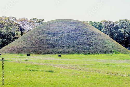 Large mound of royal tomb in Gyeongju city, South Korea.