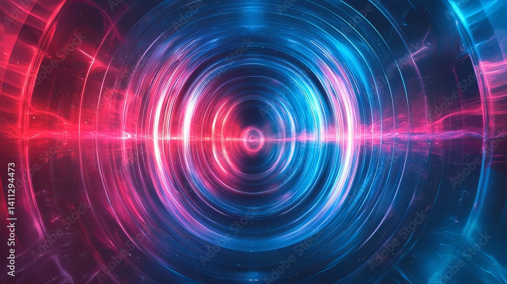 Obraz premium A vibrant abstract design with swirling pink and blue light patterns creating a hypnotic effect.