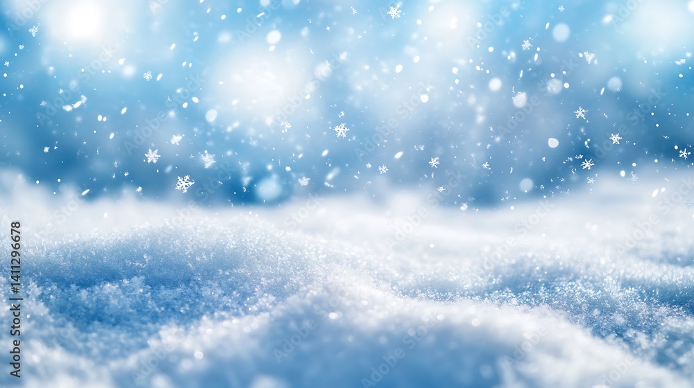 Naklejka premium Winter wonderland scene with falling snowflakes.