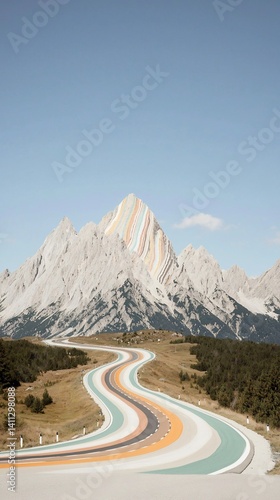 Colorful winding mountain road