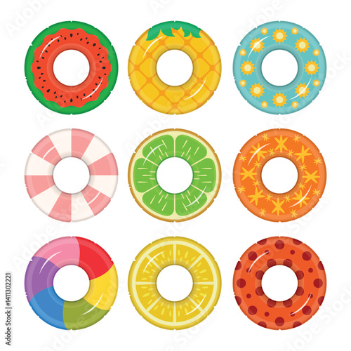 Summer Beach Inflatable Ring Vector Illustration