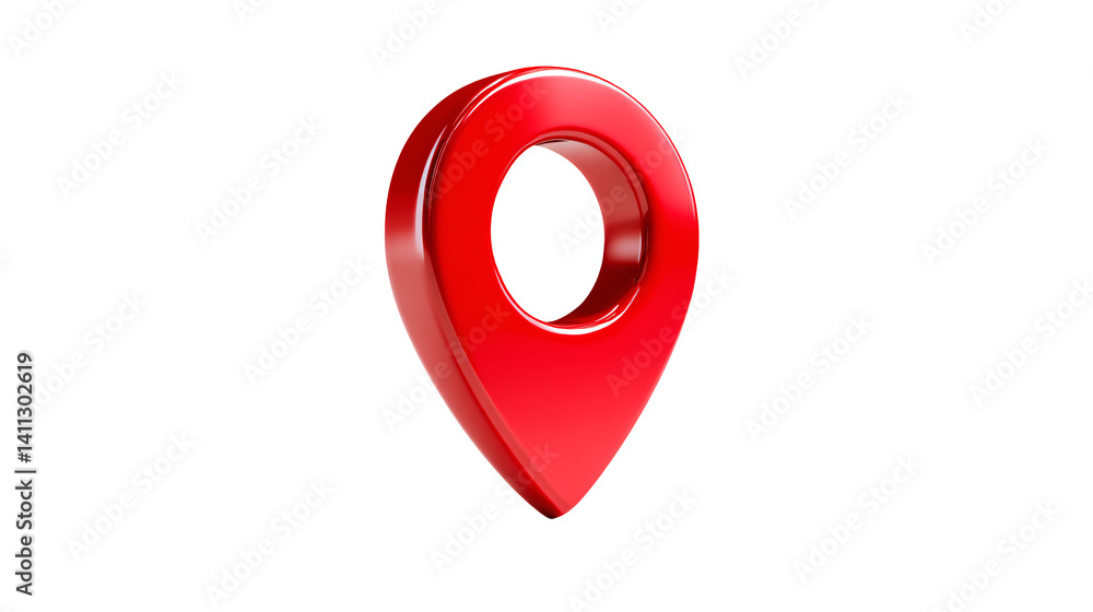 Obraz premium A shiny red location pin on a plain black background view