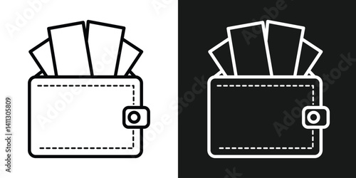 wallet icon vector set use for web. Wallet icon set. Purse plugh for crypto payment. Digital wallet with bitcoin coin, billfold and cards. Vector illustration in eps 10.