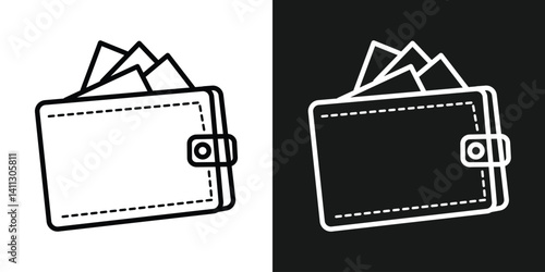 wallet icon vector set use for web. Wallet icon set. Purse plugh for crypto payment. Digital wallet with bitcoin coin, billfold and cards. Vector illustration in eps 10.