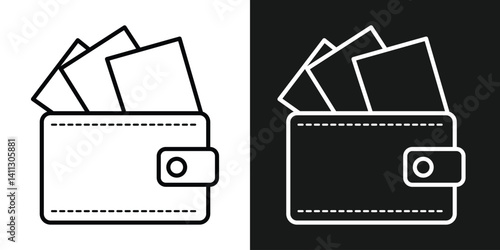 wallet icon vector set use for web. Wallet icon set. Purse plugh for crypto payment. Digital wallet with bitcoin coin, billfold and cards. Vector illustration in eps 10.