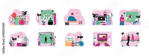 Film Industry set illustration. Flat vector illustration concept.