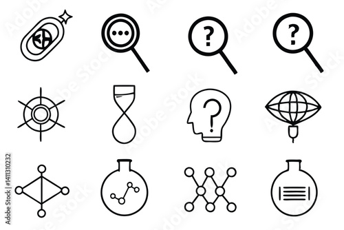 research hypothesis line art design for science projects.