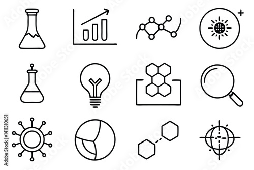 research hypothesis line art icon for educational conten