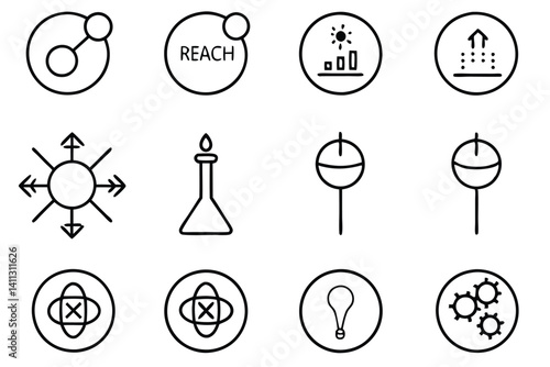 research hypothesis line art symbol of scientific thinking