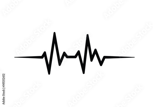 Heart beat line silhouette. This image shows a stylized representation of a heartbeat line. Vector clipart black illustration design.