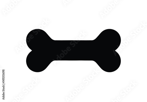 Dog bone silhouette. This image portrays the profile of a dog bone, also referred to as pet treat or chew toy. Vector clipart black illustration design.