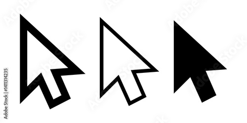 Computer mouse click arrow icon set