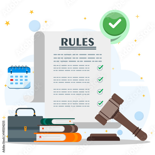 Company policy concept about rules. Law compliance, company policies and rules document, legal regulatory guide and advices. 