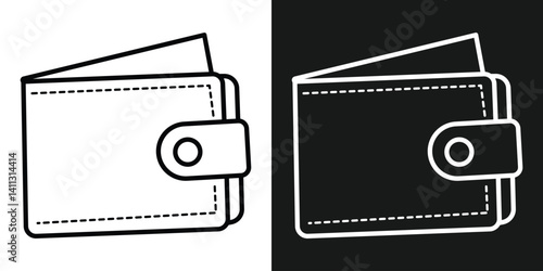 Wallet icon set. Containing e-wallet, purse, dollar, secured, protection, cardholder, credit card, cash and more. Solid vector icons collection in eps 10.