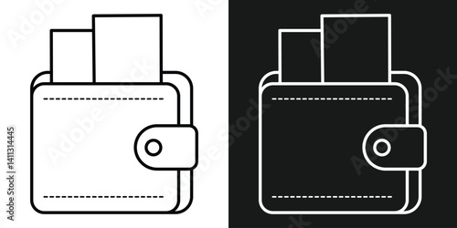 Wallet icon set. Containing e-wallet, purse, dollar, secured, protection, cardholder, credit card, cash and more. Solid vector icons collection in eps 10.