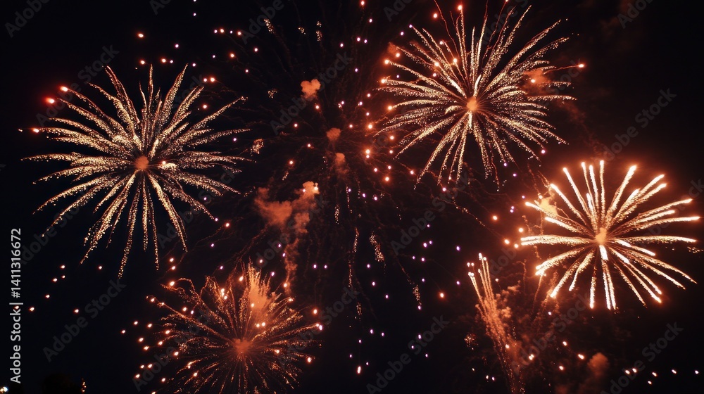 Spectacular fireworks display against a dark night sky (2) Spectacular fireworks display against a dark night sky (2)