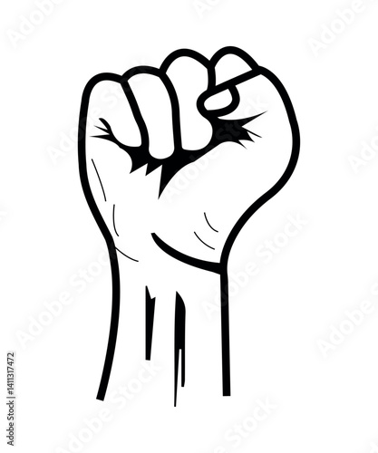 Clenched Fist Power Symbol Outline Drawing