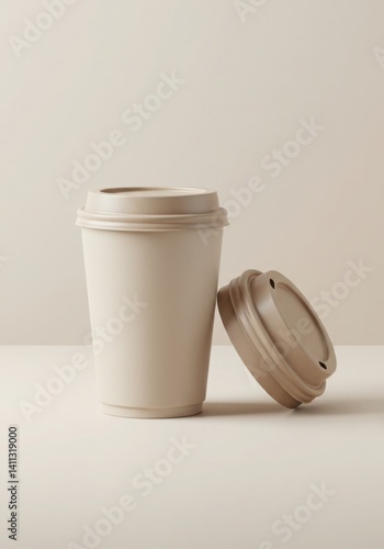Coffee Cup Lid Shadow Mockup Beige 68