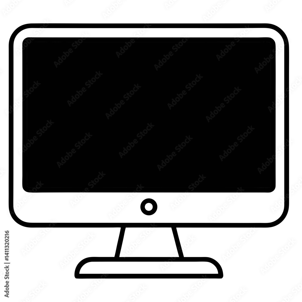 Simple outline illustration of a desktop computer monitor with a blank screen, ideal for digital workspace, office setups, and technology-related designs. Simple outline illustration of a desktop computer monitor with a blank screen, ideal for digital workspace, office setups, and technology-related designs.