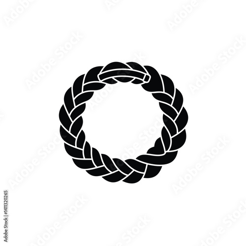 Braided Circle Vector Graphic Round Rope Border Design Element Simple Black