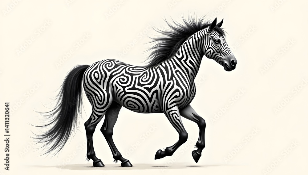 Fototapeta premium Black and White Zebra Horse
