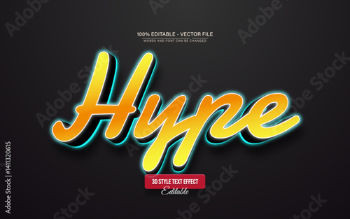 Yellow hype 3d text effect editable