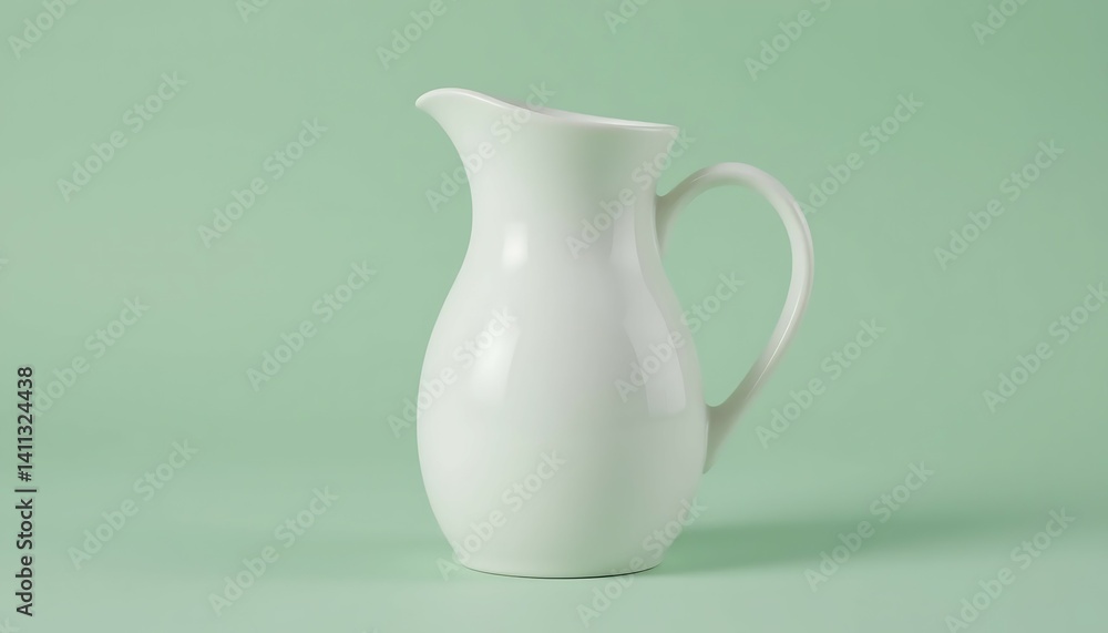 Elegant White Porcelain Pitcher: Minimalist Studio Shot Elegant White Porcelain Pitcher: Minimalist Studio Shot