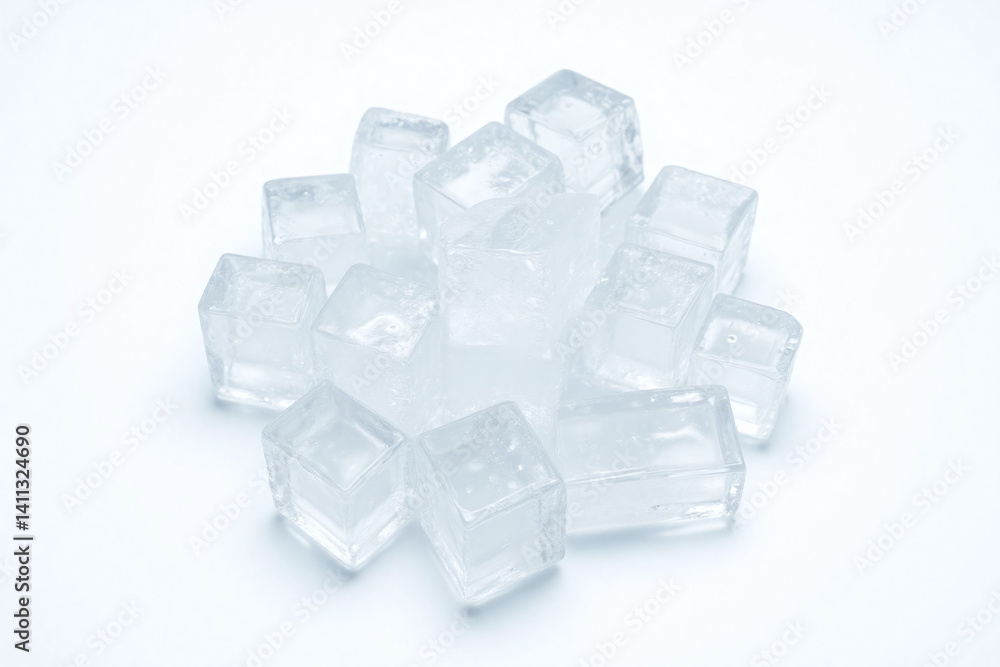 pile of ice cubes on a white background pile of ice cubes on a white background