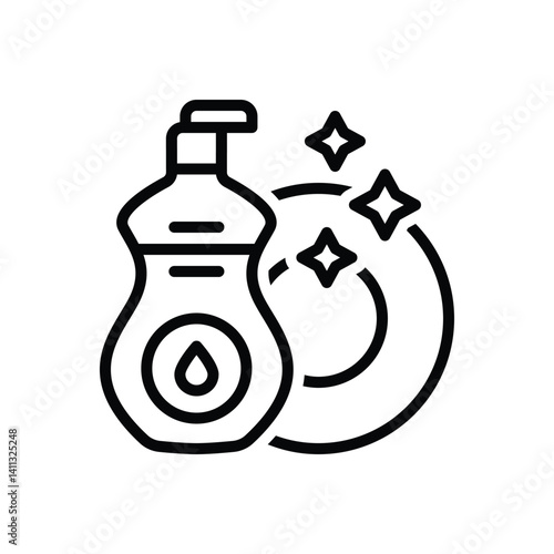 Black line icon for dishwashing liquid