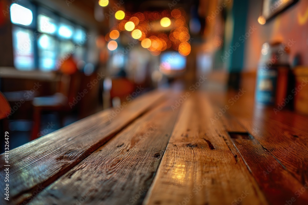 Wooden table in a cafe Wooden table in a cafe