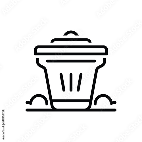 Black line icon for bin