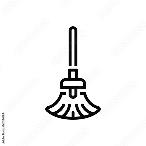 Black line icon for broom