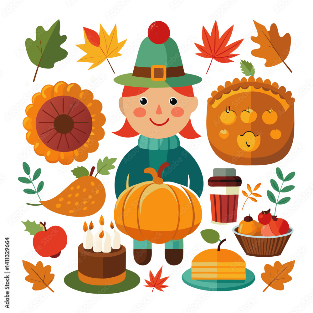 Obraz premium thanksgiving clipart vector design