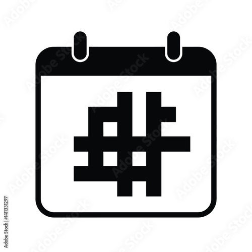 Calendar Icon With Hashtag Symbol For Schedule Organization And Social Media Planning