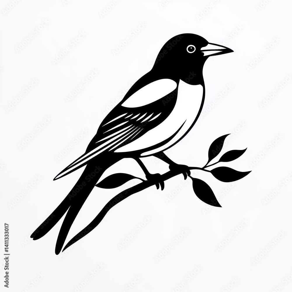 Obraz premium Bird on Branch Silhouette