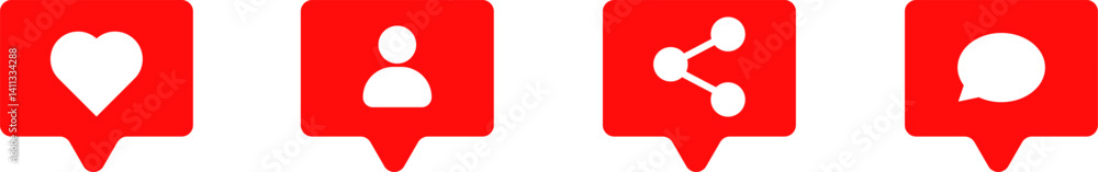 Obraz premium Social media network icon set. love, like comment share and profile. round social media