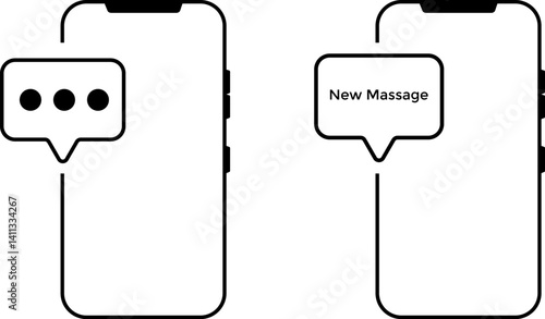 smartphone with sms icon set. Message Bubble. Mobile phone sign. Notification icons design