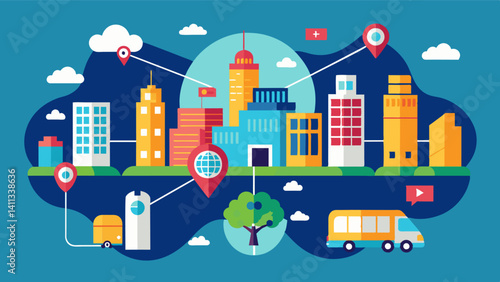 As the city evolves into a sprawling interconnected network eVTOLs play a crucial role in keeping the economy moving delivering goods to every corner of the metropolis with ease.. Vector illustration