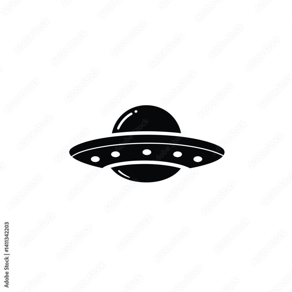 Black And White Ufo Vector Illustration Isolated On White Background Icon Black And White Ufo Vector Illustration Isolated On White Background Icon