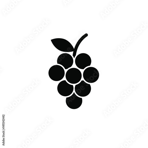 Simple Black Grapes Illustration Isolated On White Background Vector Design Fresh Fruit