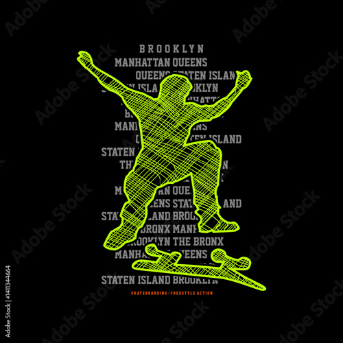 Vector illustration  skateboard, creative clothing, suitable for the design of t-shirts,  hoodies, 