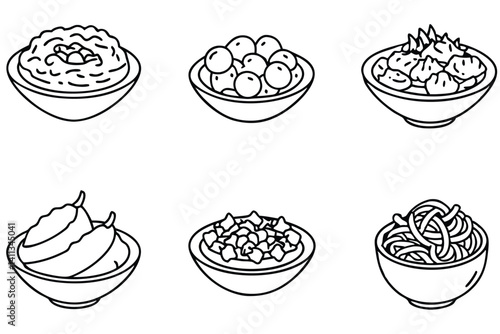 pad thai line art simple and elegant culinary illustration