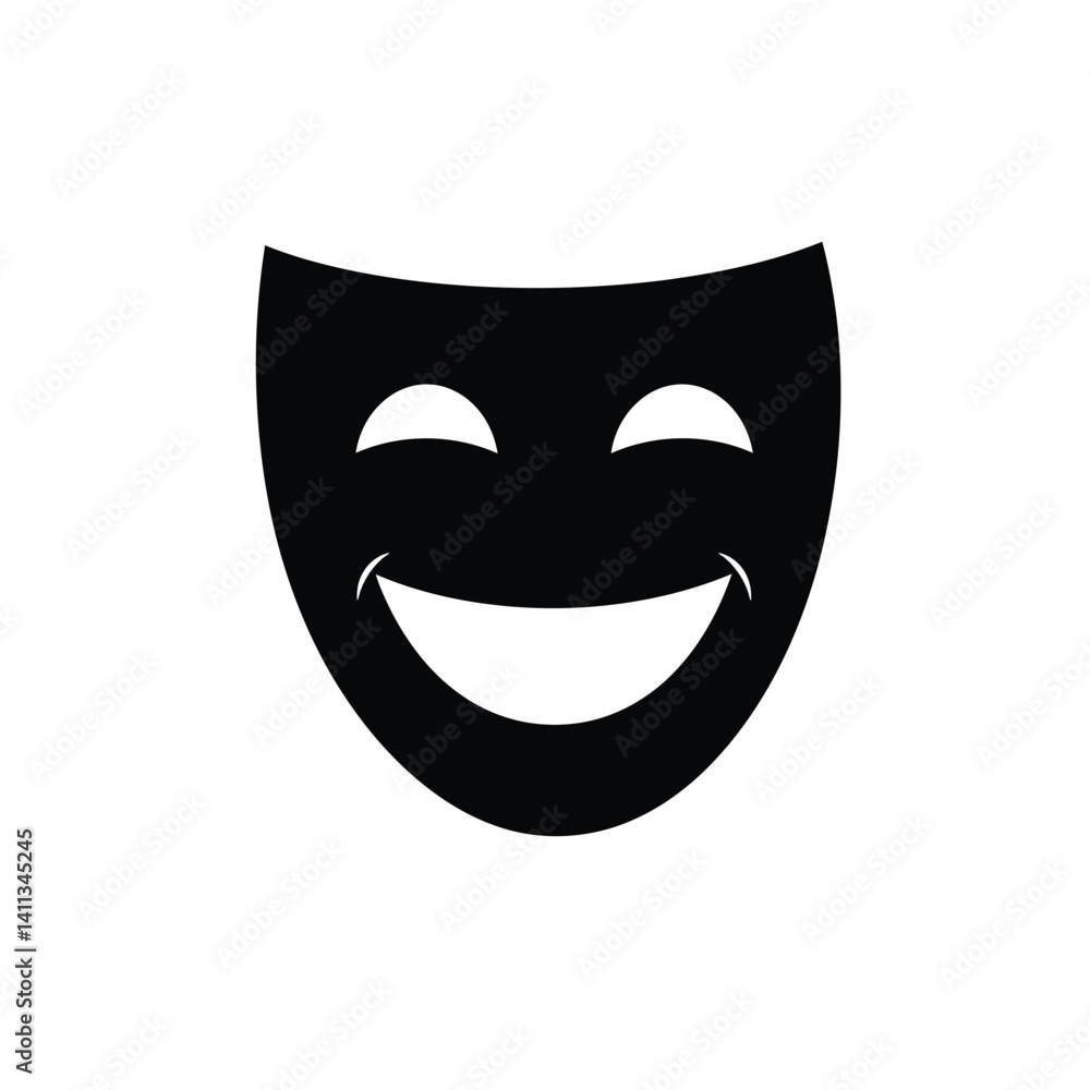 Smiling Theatre Mask Icon Of Comedy Representing Joy And Happiness Smiling Theatre Mask Icon Of Comedy Representing Joy And Happiness