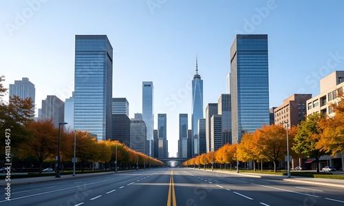 A view of skyscrapers in New York city.