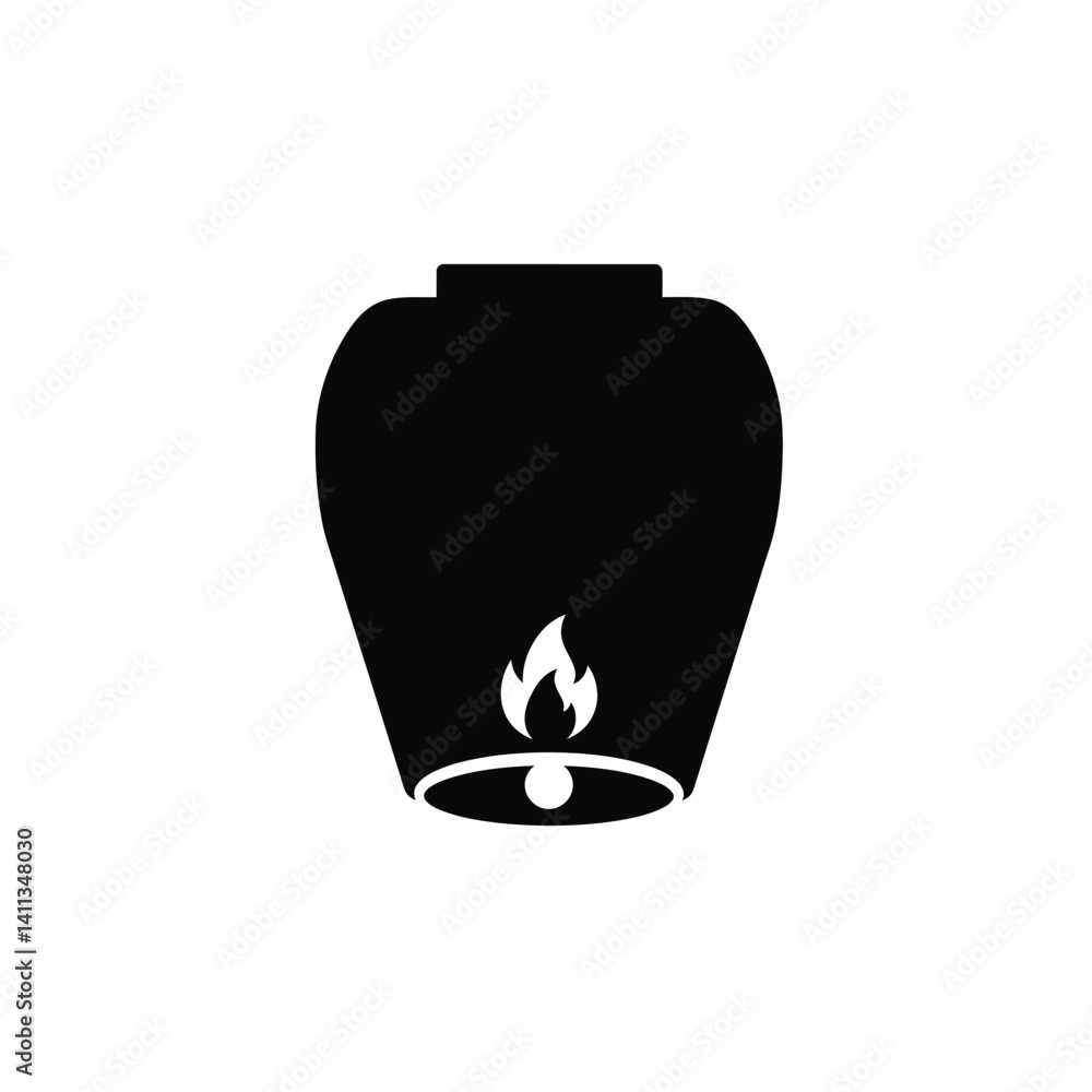 Obraz premium Sky Lantern Floating Black And White Icon Celebration Hope Festival Design