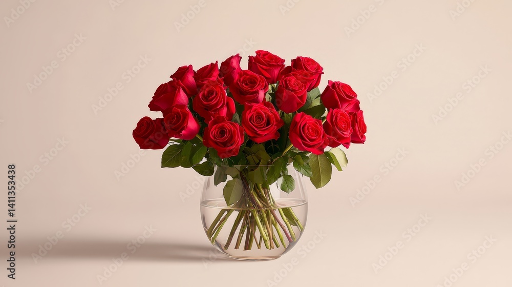 Fototapeta premium Elegant red roses in vase timeless symbol of love and affection for special occasions