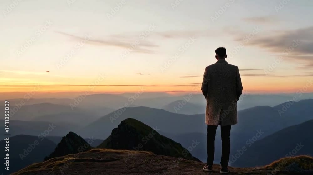 A Man Standing Alone On The Top of Mountain (1) A Man Standing Alone On The Top of Mountain (1)