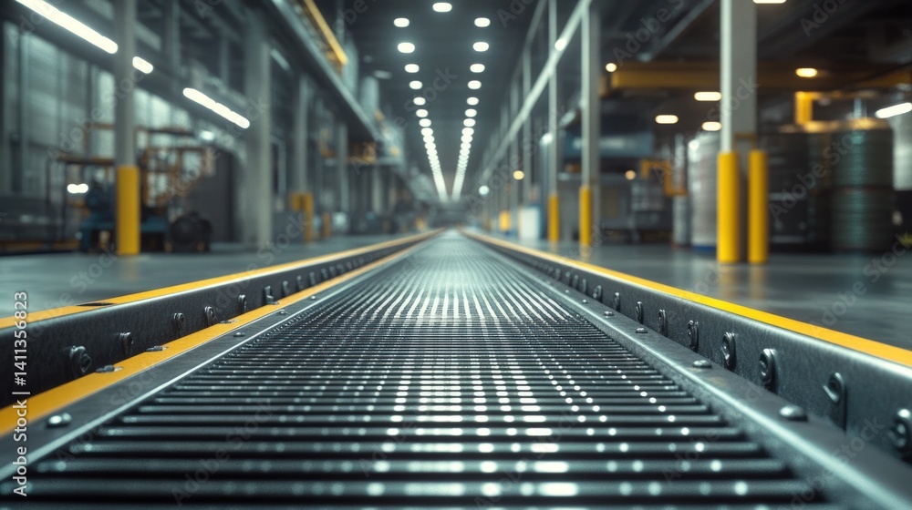 Industrial Conveyor Belt System in Modern Factory Industrial Conveyor Belt System in Modern Factory