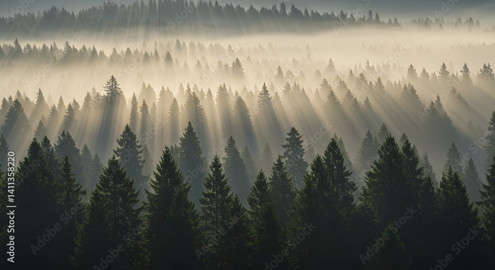 Fototapeta premium Misty Forest Morning